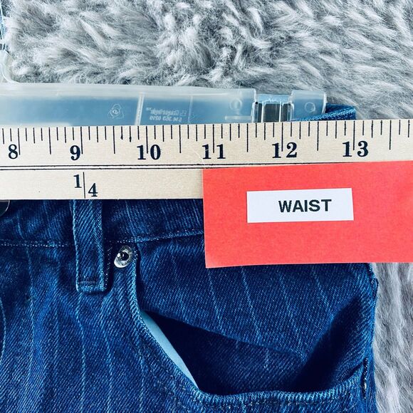 ASOS Denim Women's Jeans 26x27 Skinny Pinstripe Tapered Leg Raw Hems Mom Jeans - Picture 5 of 11